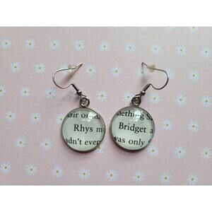 Rhys and Bridget pendant earrings made with Twisted Games book pages